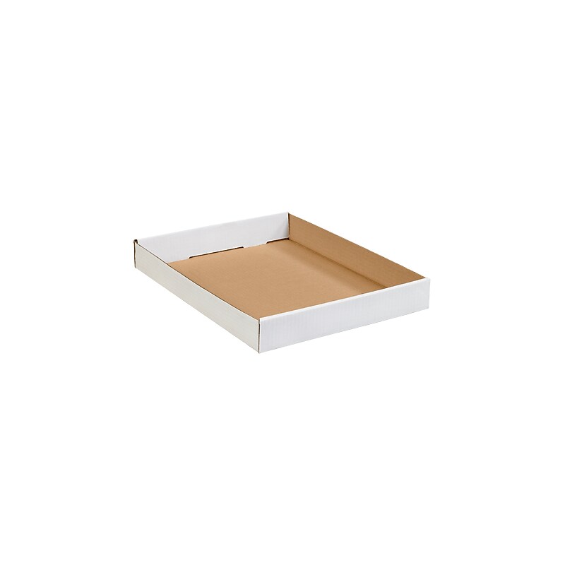 15" x 12" x 1.75" Corrugated Trays, 32 ECT, White, 50/Bundle (15122CTW) image 1