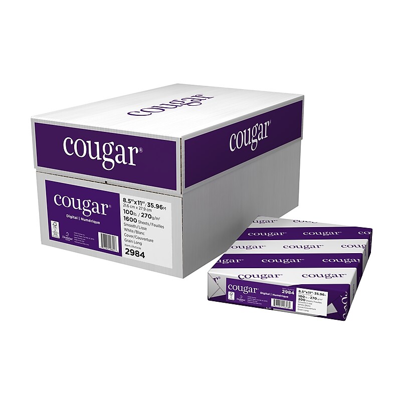 Cougar 8.5" x 11" Cover Paper, 100 lbs., White, 200/Ream (2984) image 1
