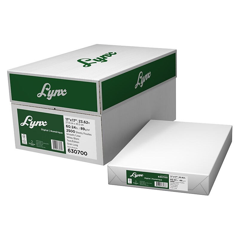 Domtar Lynx Opaque 11" x 17" Laser Paper, 60 lbs., 96 Brightness, 2500/Case (630700) image 1