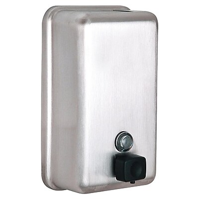 Alpine Industries 1200 ml Vertical Manual Surface-Mounted Stainless Steel Liquid Wall Mount Hand Soap Dispenser 2 Pack