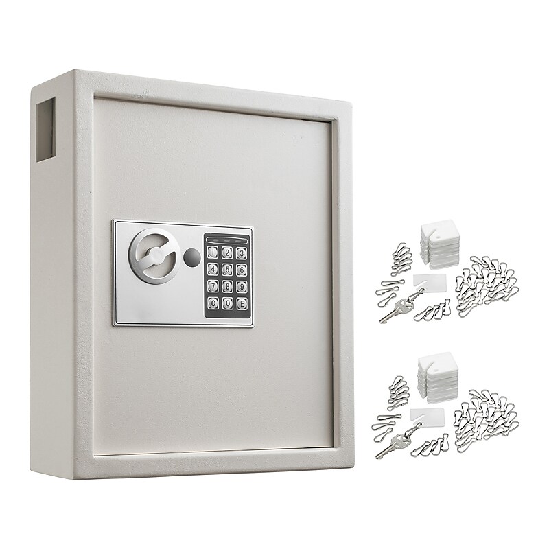 AdirOffice 40-Key Digital Lock Key Cabinet with Key Tags, White (680-40-WHI-689-PKG) image 1