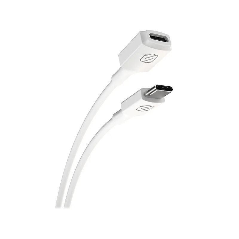 scosche ExtendIt 3' USB Type-C to USB Type-C Cable, Female to Male, White (USBCEXT3WT-SP) image 1