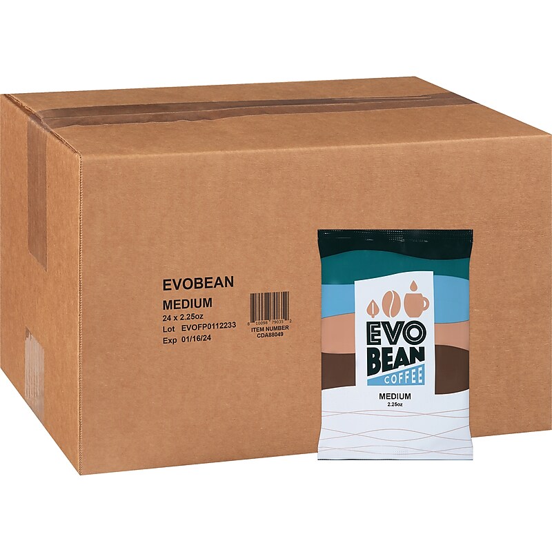 Evo Bean Ground Coffee, Frac Pack, Medium Roast, 2.25 Oz., 24/Carton (68800) image 1