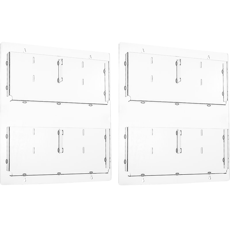 AdirOffice Wall Mounted Acrylic Magazine Rack with Adjustable Pockets, Clear, 2/Pack (640-2023-CLR-2PK) image 1