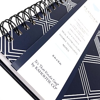 Kahootie Co Daily Planner For Your Busy Days, 6" x 9", Navy Diamonds (ITKDND)