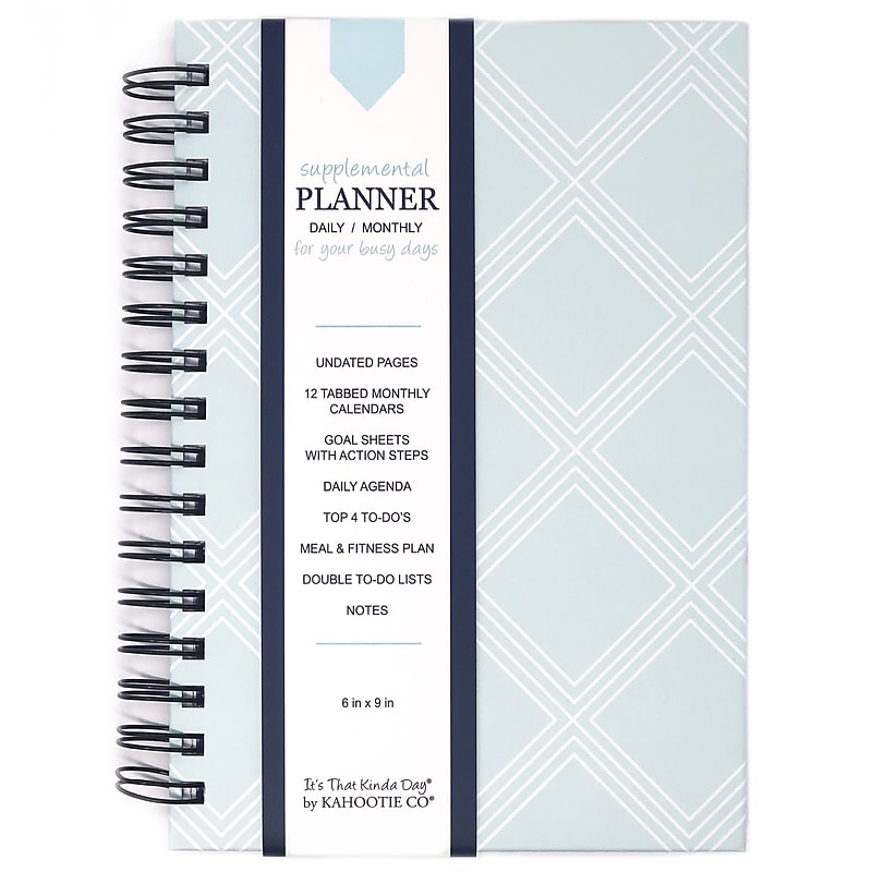 Kahootie Co. Daily Planner For Your Busy Days  5.5"x8.5", Teal Diamonds (ITKDTD) image 1