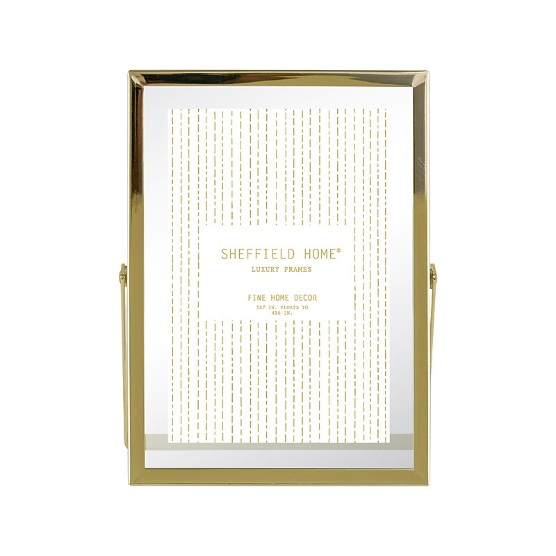 SHEFFIELD HOME 5" x 7" Metal Picture Frame, Gold (ST7A7157 GLD) image 1