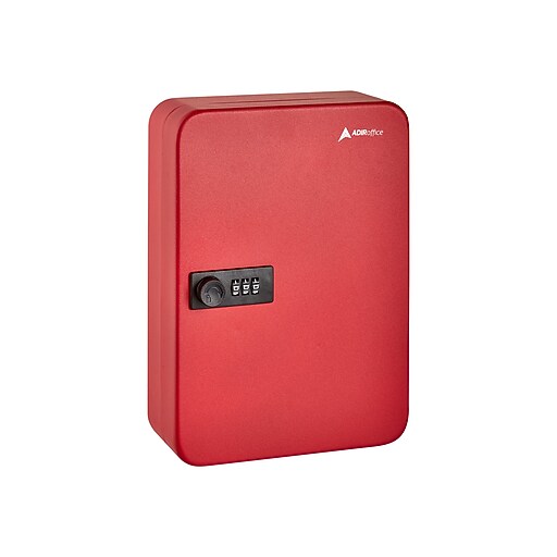 AdirOffice 48Key with Combination Lock and Key Tags, Red (682