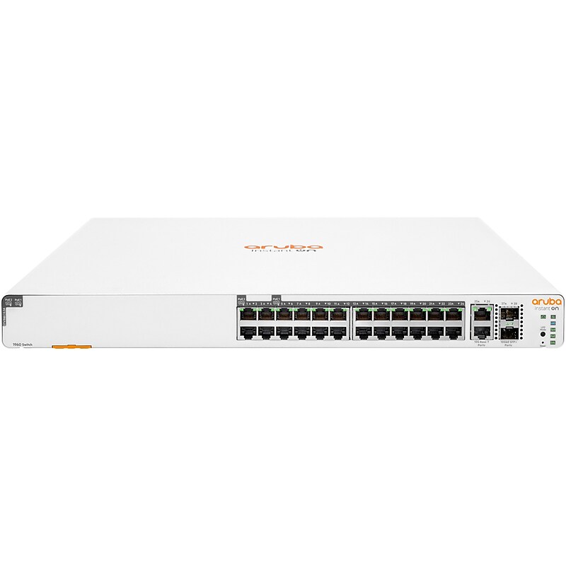 Aruba Instant On 1960 24-Port Gigabit Ethernet Managed Switch, 10/100/1000 Mbps, White (JL807A#ABA) image 1