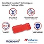 Verbatim PinStripe 64GB USB 2.0 Type A Flash Drive, Caribbean Blue, Red, 2/Pack (70059)~#|#~sp169867440_sc7