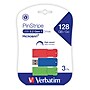Verbatim PinStripe 128GB USB 3.2 Type-A Flash Drive, Red/Green/Blue, 3/Pack (70390)~#|#~sp169867471_sc7