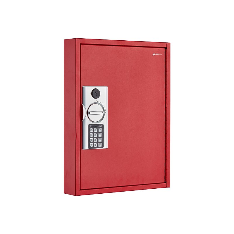 AdirOffice 60-Key Digital Lock Key Cabinet with Key Tags, Red (680-60-RED-689-PKG) image 1