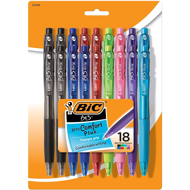 BIC BU3 Retractable Ballpoint Pen, Medium Point, Assorted Ink, 18/Pack (WX7ST272-AST) image 1