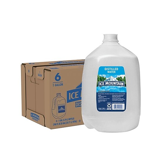 Ice Mountain Brand Distilled Water, 1Gallon Plastic Jug, 6/Carton (11475178) Staples