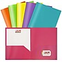JAM Paper Plastic POP 2-Pocket Presentation Folder, Multicolored, Assorted Colors, 6/Pack (383EFassrt)~#|#~sp170186355_sc7