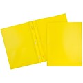 JAM Paper Plastic POP 2 Pocket  Folders with Metal Prong Fastener, Yellow, 6/Pack (382ECYED)