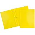 JAM Paper Plastic POP 2 Pocket  Folders with Metal Prong Fastener, Yellow, 6/Pack (382ECYED)