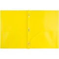 JAM Paper Plastic POP 2 Pocket  Folders with Metal Prong Fastener, Yellow, 6/Pack (382ECYED)