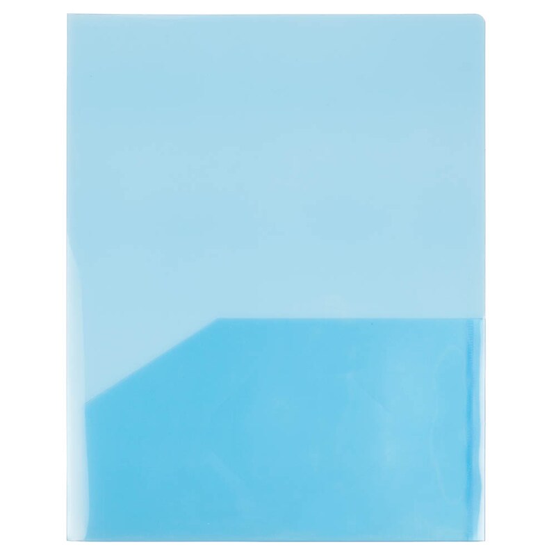 JAM Paper Light Weight Two-Pocket Plastic Presentation Folders, Blue, 6/Pack (381BLUED) image 1
