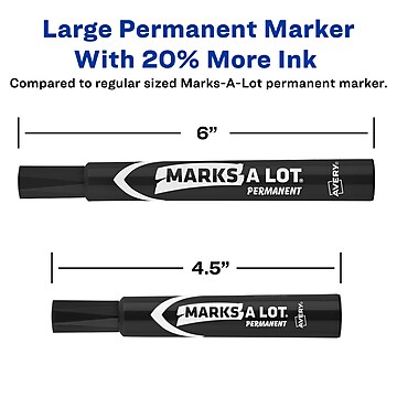 Avery Marks-A-Lot Permanent Markers, Chisel Tip, Black, 36/Pack (98206)