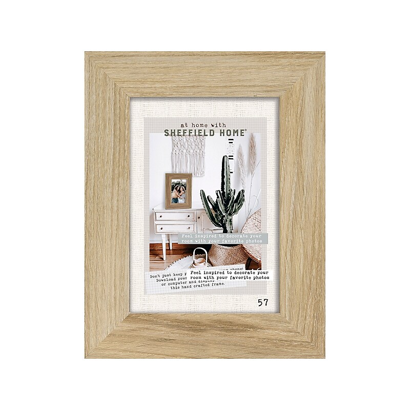 SHEFFIELD HOME 5" x 7" Polystyrene Picture Frame, Natural Wood (ST7D4757 NAT) image 1
