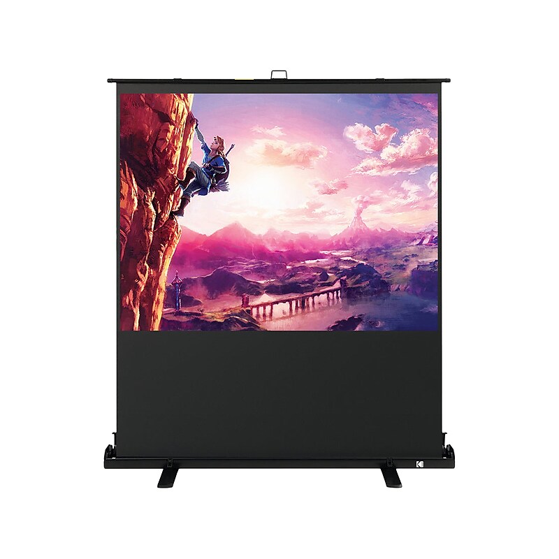 Kodak 80" Portable Manual Floor Projector Screen, Matte White/Black (RODPJSPFU80) image 1