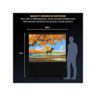 Kodak 60" Portable Manual Floor Projector Screen, Matte White/Black (RODPJSPFU60)