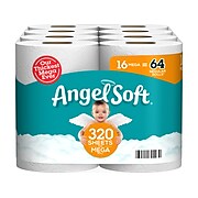 Angel Soft Mega Toilet Paper, 2-Ply, White, 320 Sheets/Roll, 16 Rolls/Case (79423/01)