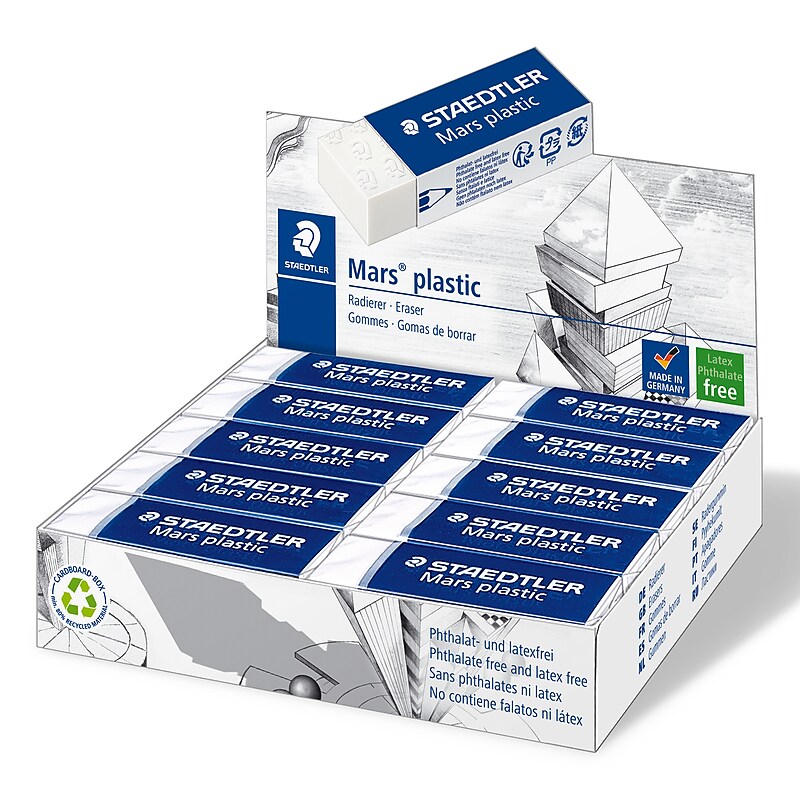 Staedtler Mars Plastic Erasers, White, 20/Box (52650) image 1