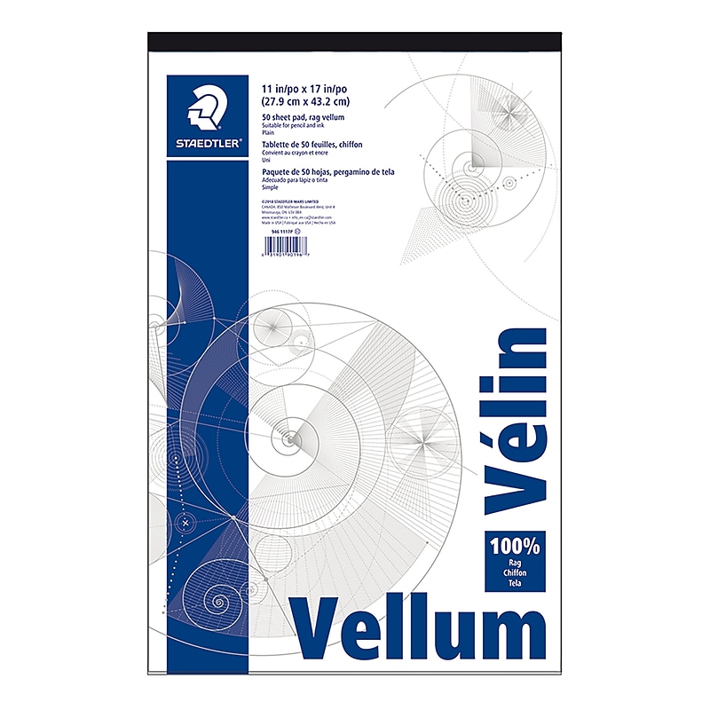 Staedtler Tracing Paper, 11" x 17", White, 50 Sheets/Pack (946 1117P) image 1