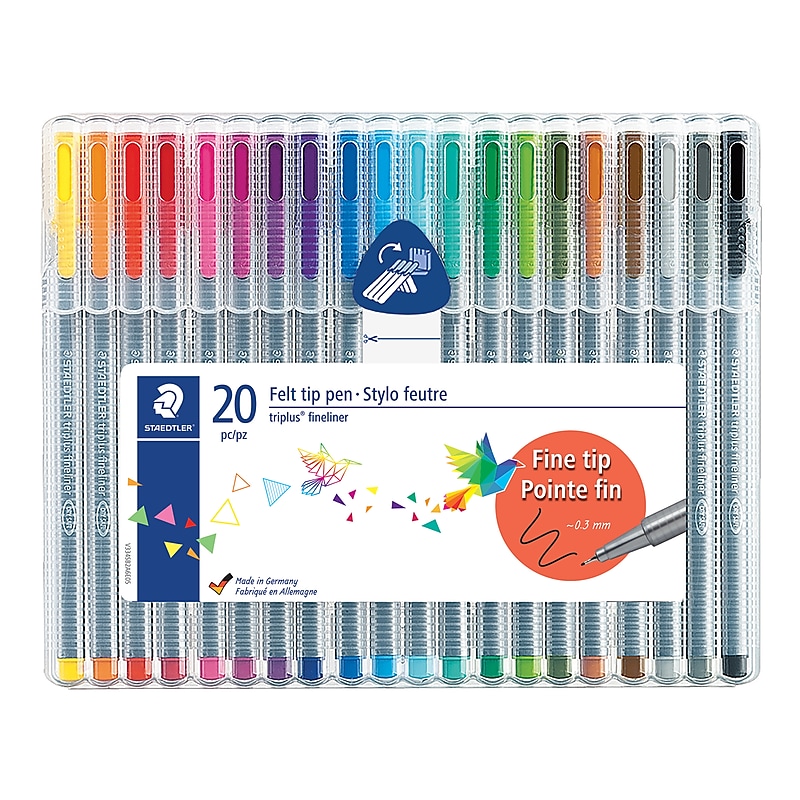 Staedtler triplus Felt Pens, Super Fine Point, Assorted Ink, 20/Pack (334 SB20) image 1