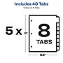 Avery Index Maker Print & Apply Label Paper Dividers for Copiers, 8 Tabs, White, 5 Sets/Pack (11422)~#|#~sp170352900_sc7