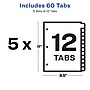 Avery EcoFriendly Index Maker Print & Apply Label Paper Dividers, 12 Tab, White, 5/Pack (11582)~#|#~sp170353054_sc7