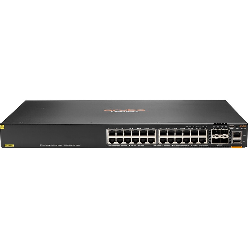 Aruba 6300F 24-Port Gigabit Ethernet Managed Switch, 10/100/1000 Mbps, Black (JL666A#ABA) image 1
