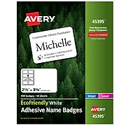 Avery EcoFriendly Adhesive Name Tags, 2-1/3" x 3-3/8", White, 400/Pack (45395)