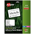 Avery EcoFriendly Laser/Inkjet Adhesive Name Badge Labels, 2 1/3" x 3 3/8", White, 160 Labels Per Box (42395)