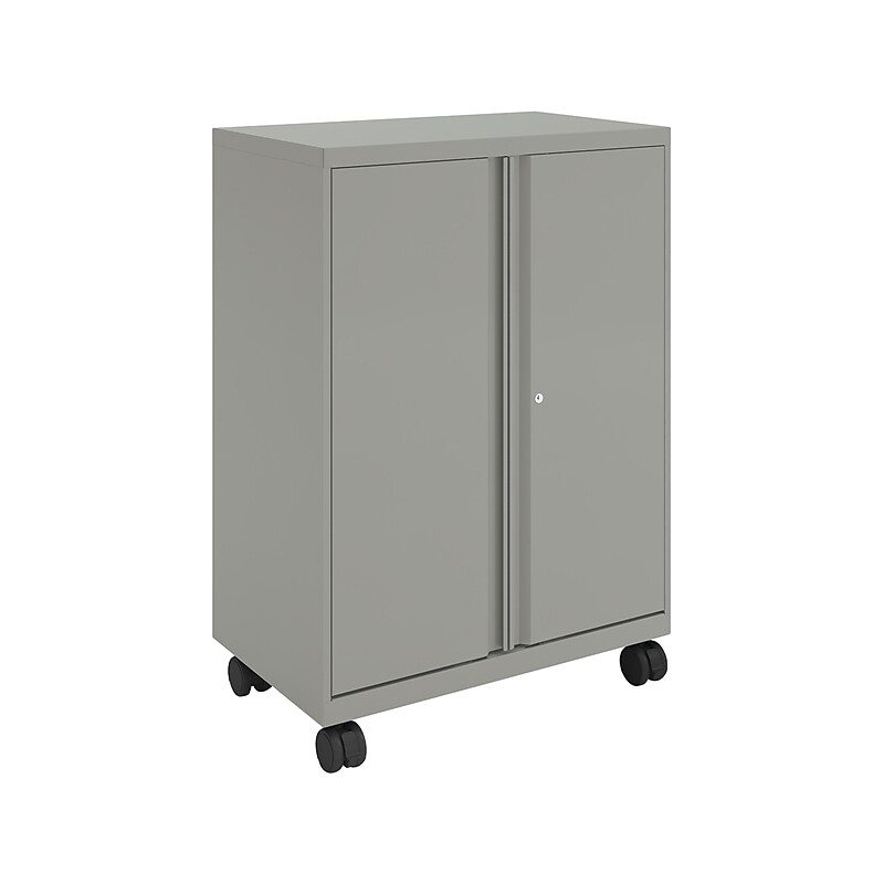 HON SmartLink Metal Mobile Storage Cabinet with Bins, 42.32" x 30" x 18", Platinum Metallic (HLVMSC4330R.L.T1) image 1