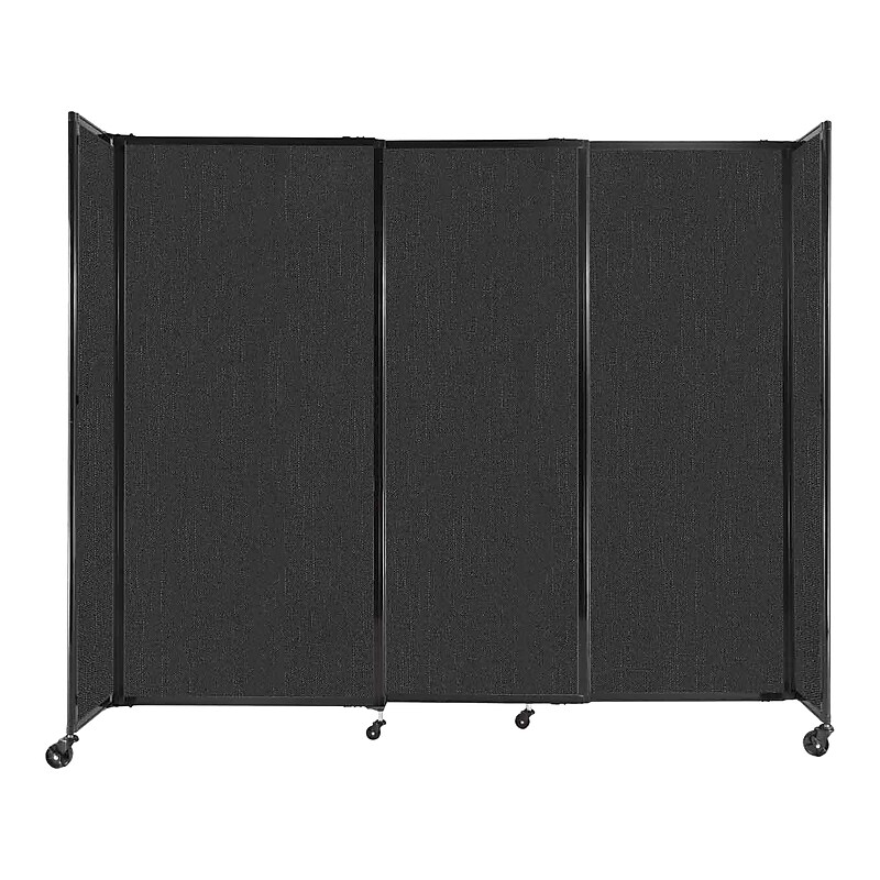 Versare StraightWall Freestanding Mobile Partition, 72"H x 86"W, Black Fabric (1472302) image 1