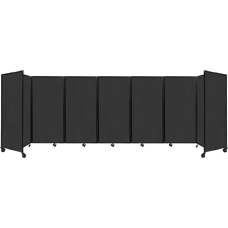 Versare The Room Divider 360 Freestanding Mobile Partition, 72"H x 234"W, Black Fabric (1172702) image 1