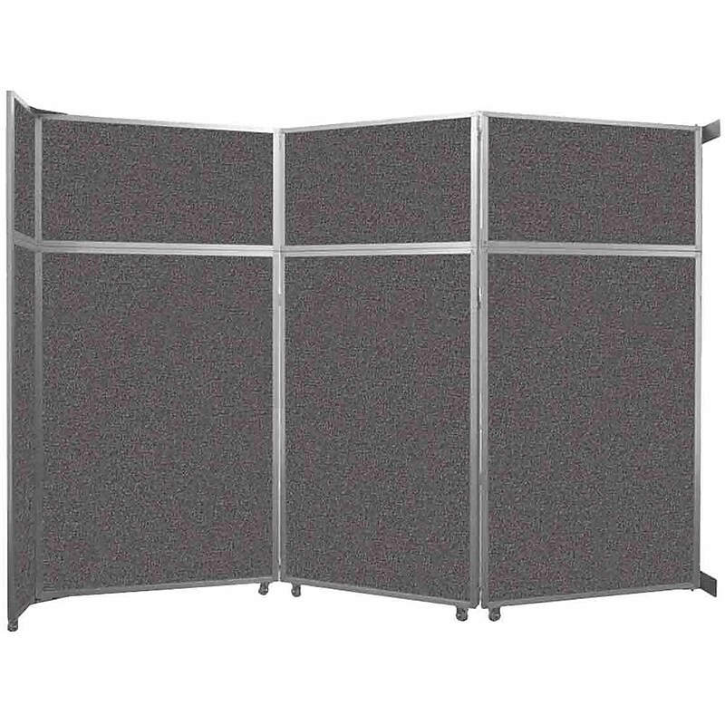 Versare Operable Wall Clamp Mount Folding Room Divider, 101.25"H x 141"W, Charcoal Gray Fabric (1070307) image 1