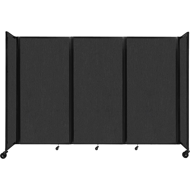 Versare The Room Divider 360 Freestanding Mobile Partition, 72"H x 102"W, Black Fabric (1172302) image 1