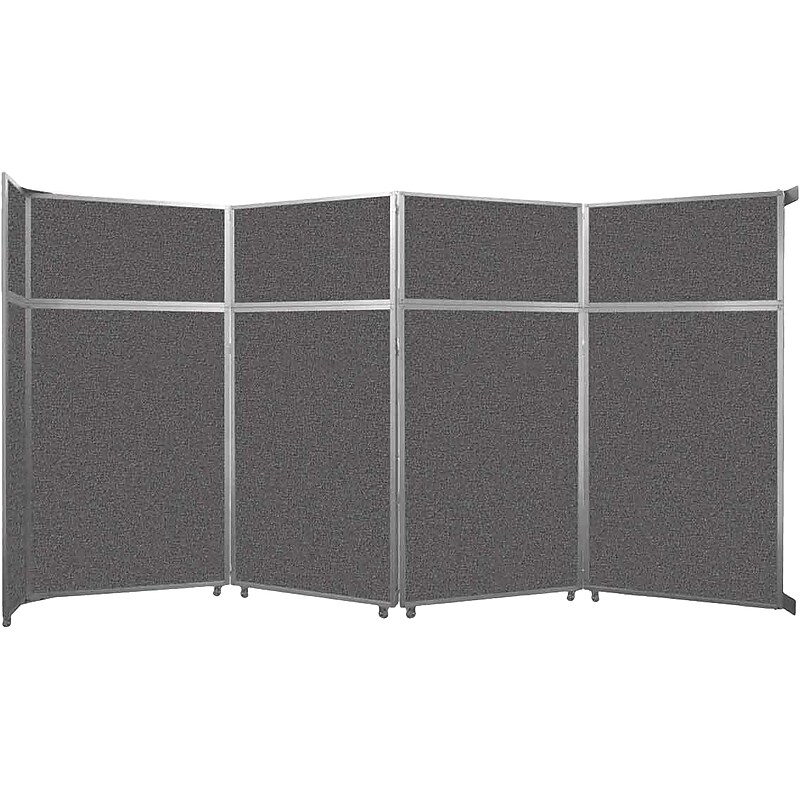 Versare Operable Wall Clamp Mount Folding Room Divider, 101.25"H x 187"W, Charcoal Gray Fabric (1070407) image 1