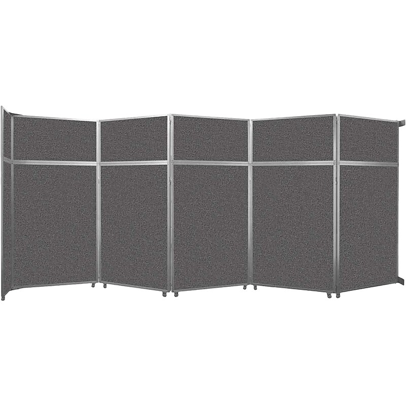 Versare Operable Wall Clamp Mount Folding Room Divider, 101.25"H x 234"W, Charcoal Gray Fabric (1070507) image 1