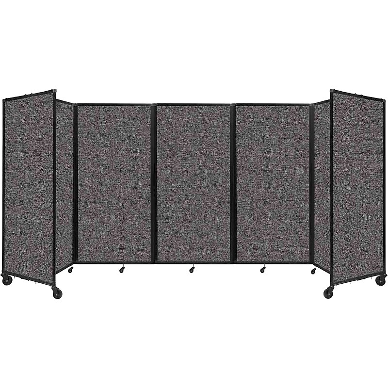 Versare The Room Divider 360 Freestanding Mobile Partition, 72"H x 168"W, Charcoal Gray Fabric (1172507) image 1