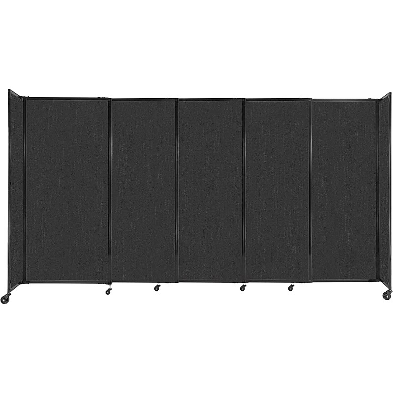 Versare StraightWall Freestanding Mobile Partition, 72"H x 135"W, Black Fabric (1472502) image 1
