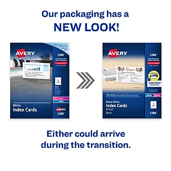 Avery Laser and Inkjet Index Cards, 3" x 5", White, 150/Pack (5388)