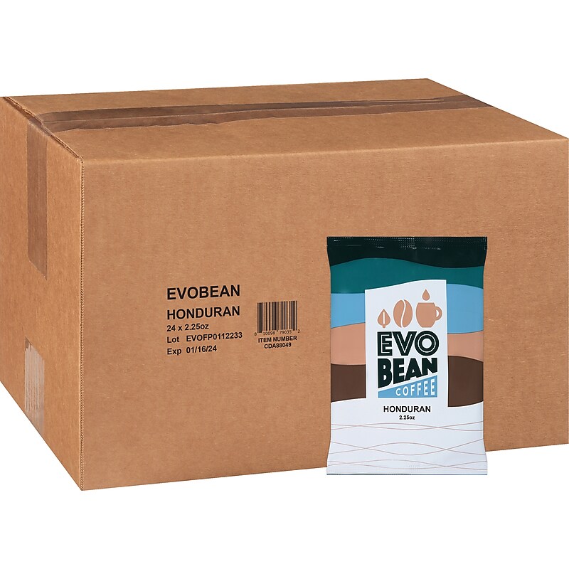 Evo Bean Honduran Ground Coffee, Frac Pack, 2.25 Oz., 24/Carton (68802) image 1