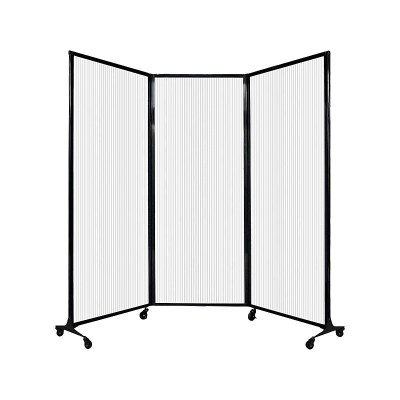 Versare QuickWall Freestanding Folding Portable Partition, 80" x 100", Opal Fluted Polycarbonate (1821224) image 1