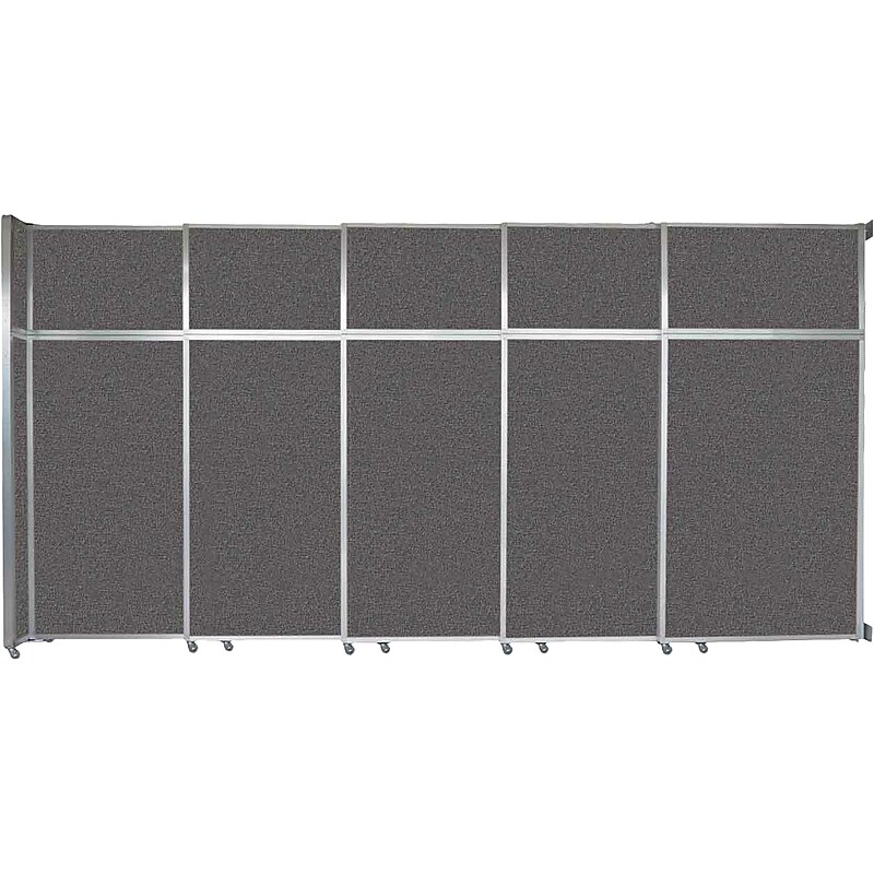Versare Operable Wall Clamp Mount Sliding Room Divider, 101.25"H x 187"W, Charcoal Gray Fabric (1072507) image 1