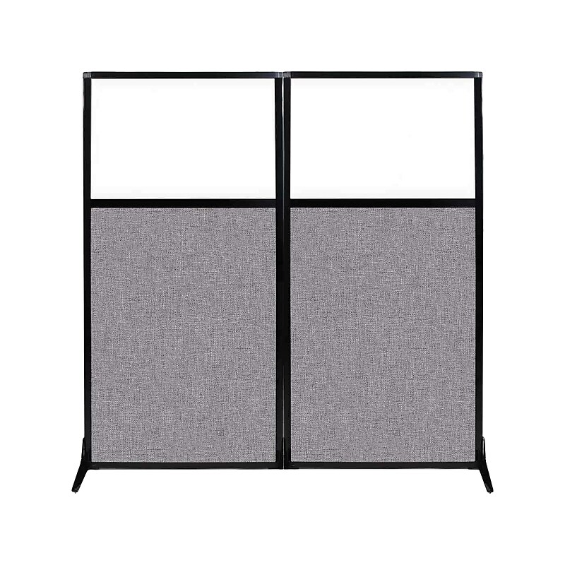 Versare 70"H x 66"W Freestanding Portable Workstation Screen with Window, Cloud Gray (1840208) image 1